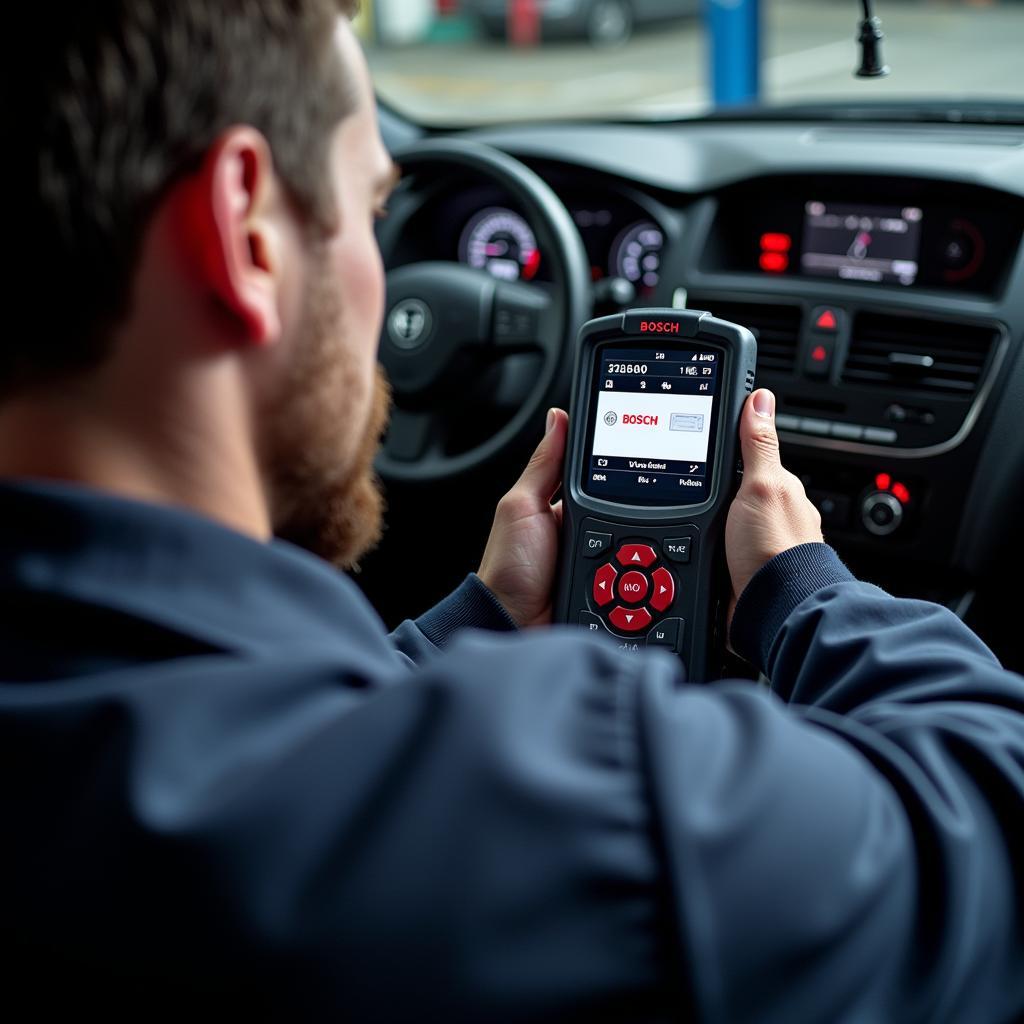 Mechanic Using Bosch OBD 1100