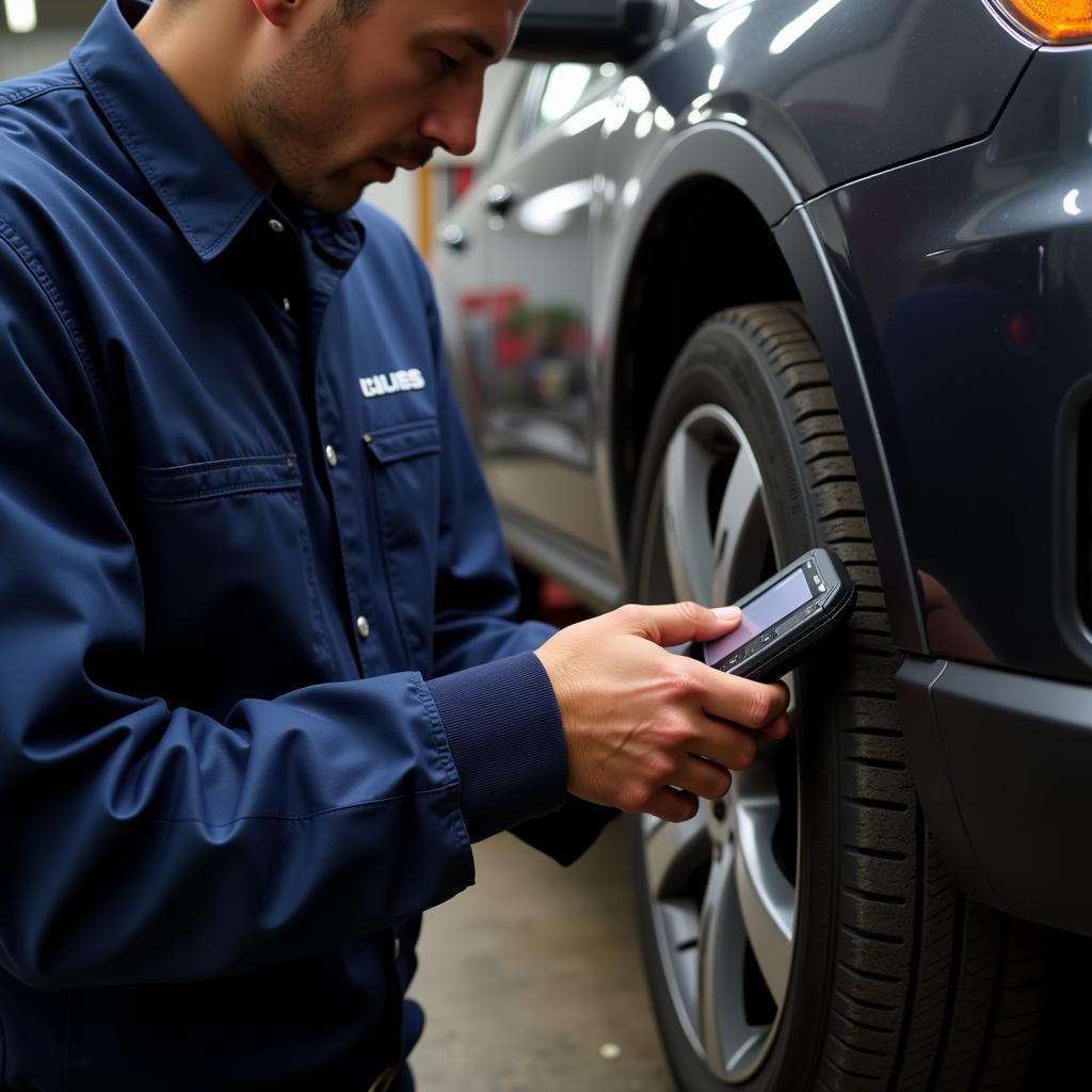 Mechanic Using the Davie Diagnostic Tool