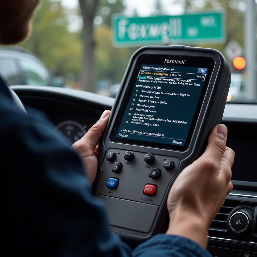 Mechanic Using Diagnostic Tool on Foxwell Road