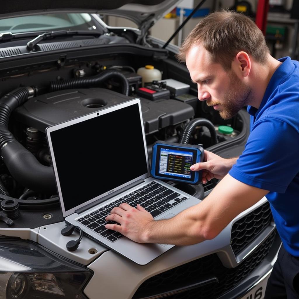 Mechanic Using Ease PC Scan Tool