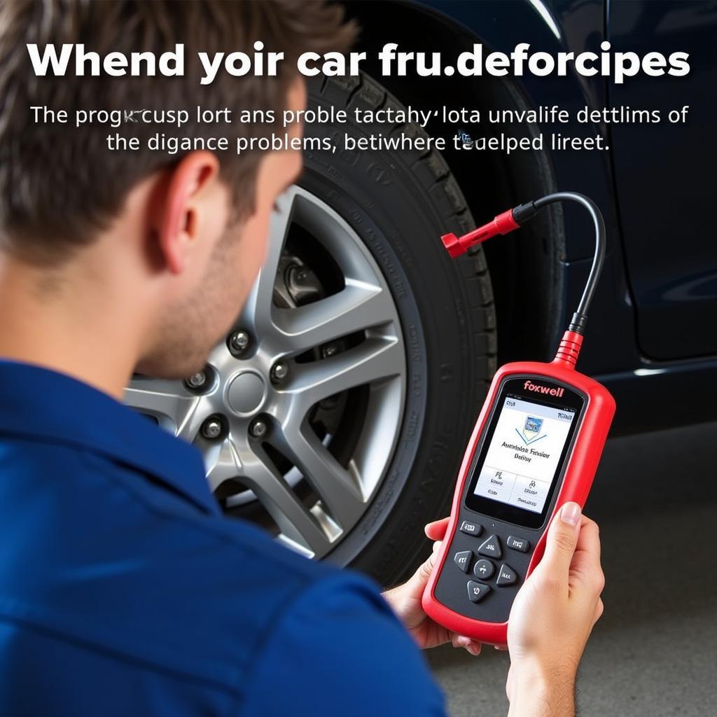 Mechanic Using Foxwell FW601 OBD2 Scanner to Diagnose Car Issue