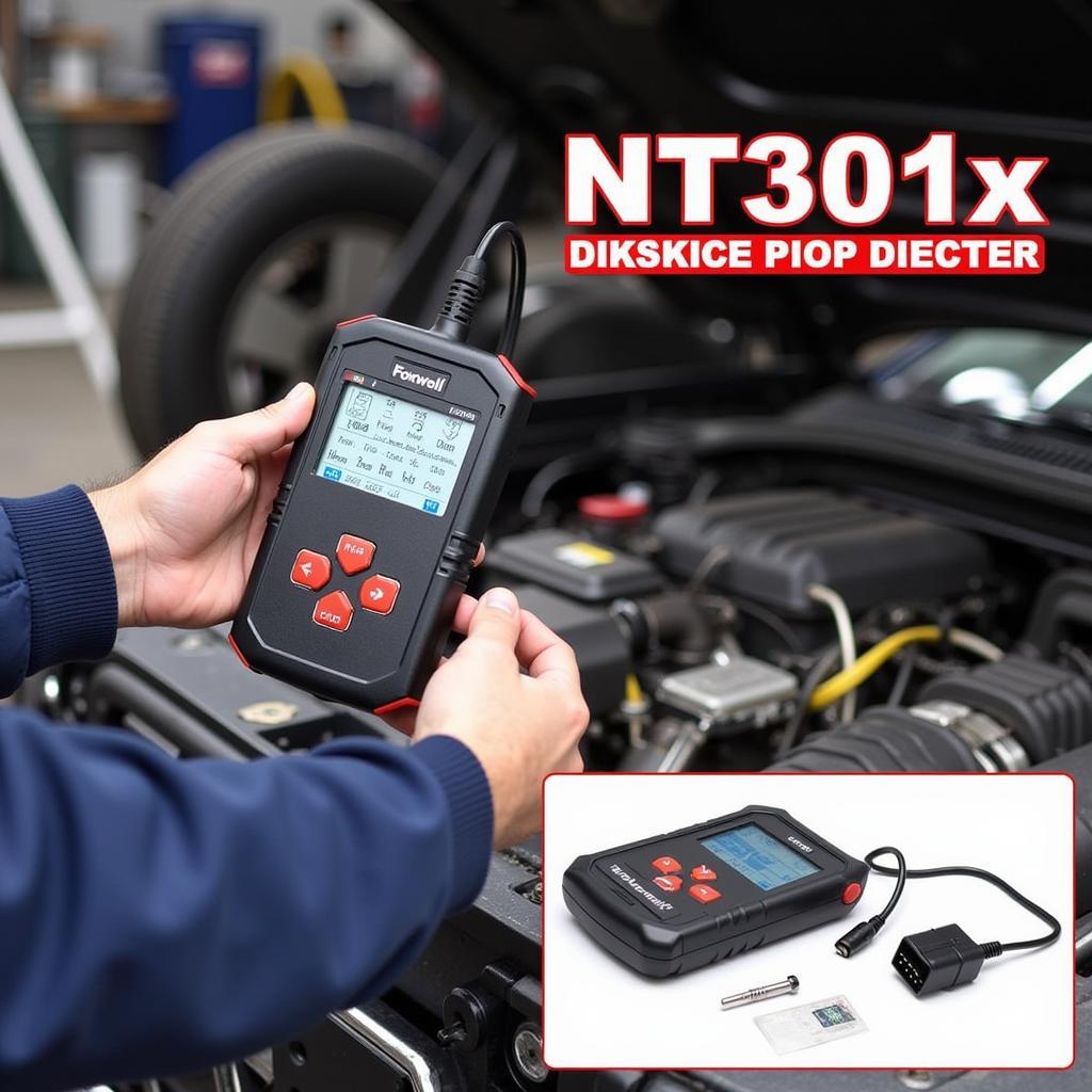 Mechanic Using Foxwell NT301 for Diagnosis