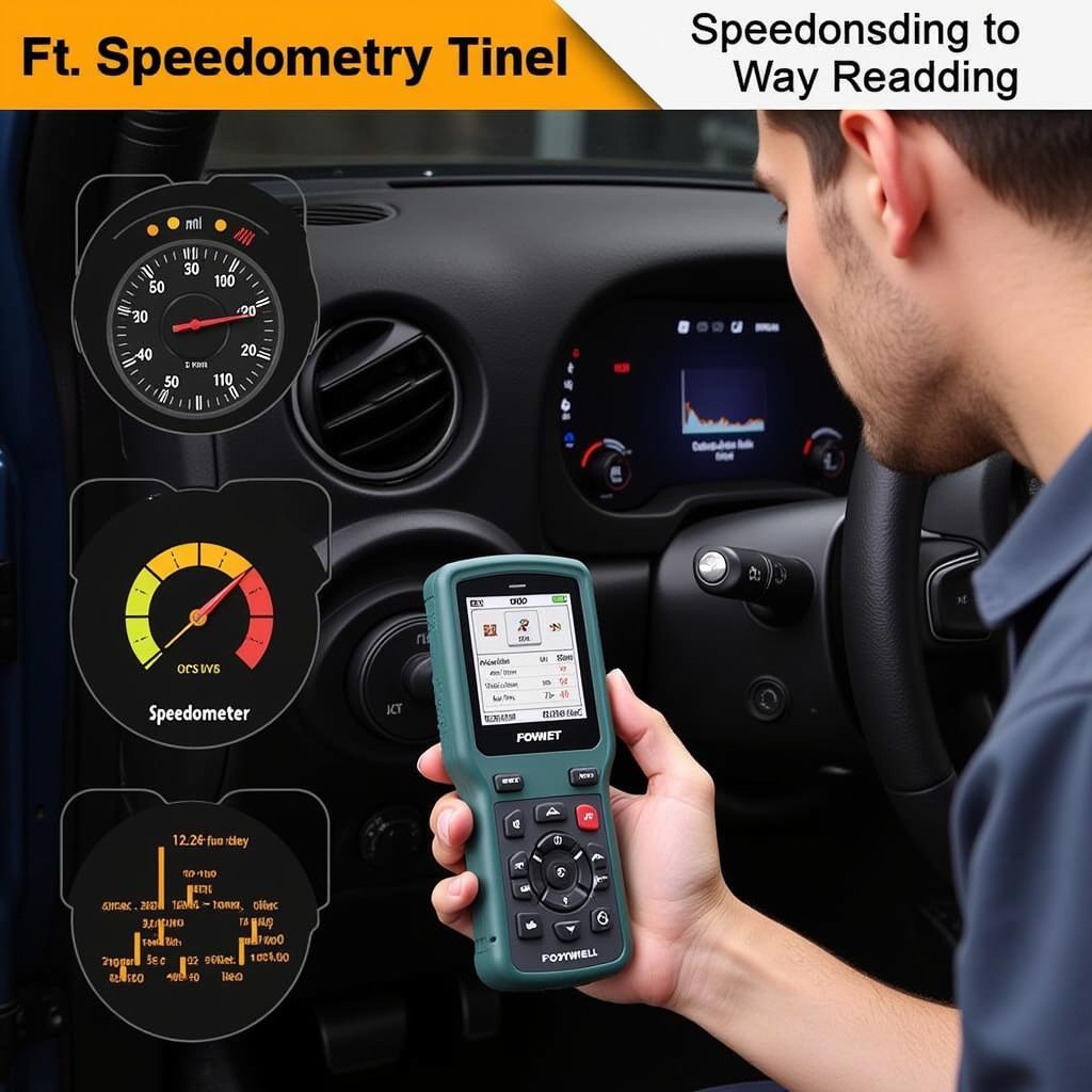 Mechanic Using Foxwell NT510 to Diagnose Speedometer