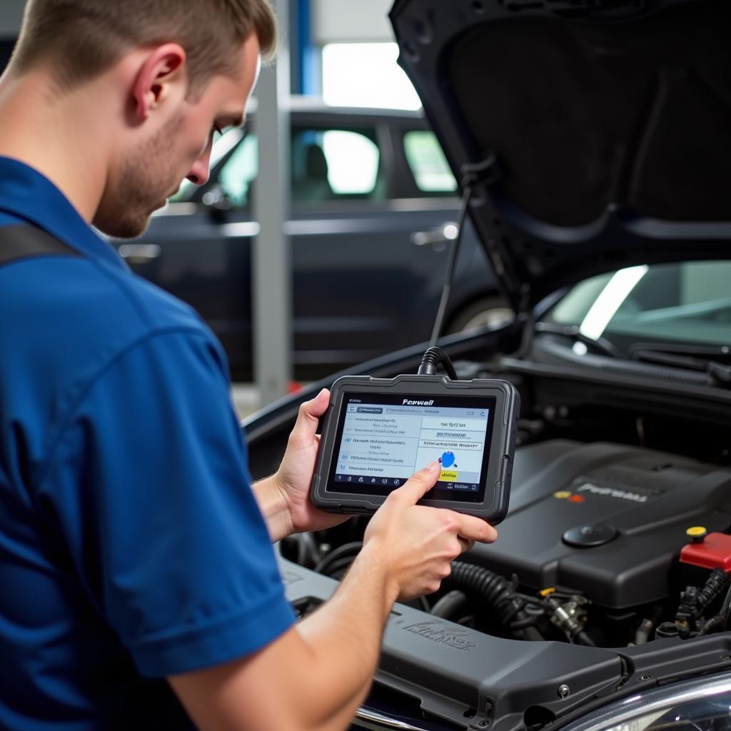 Mechanic Using Foxwell NT630