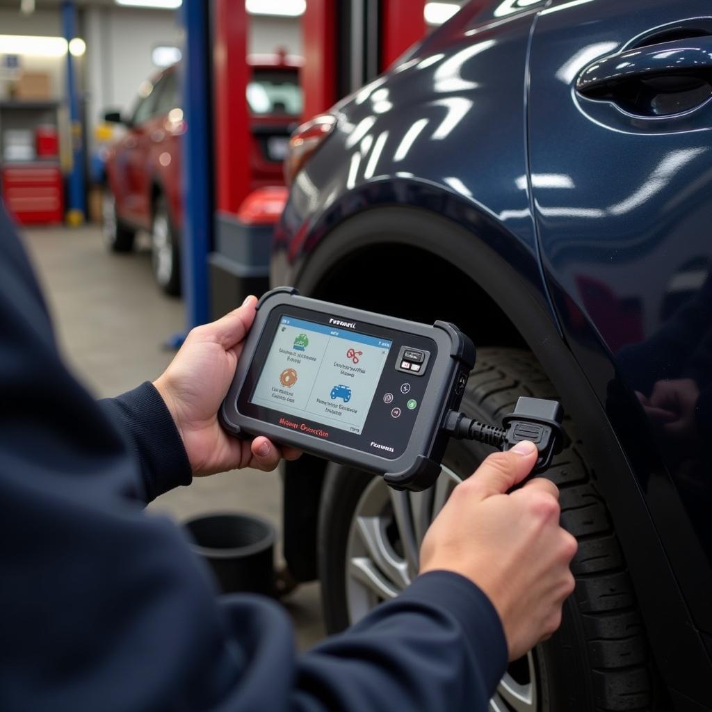 Mechanic Using Foxwell Scanner