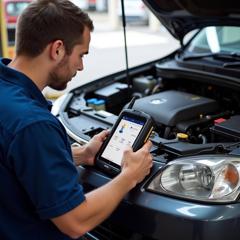 Mechanic Using Foxwell Scanner Near Coomera