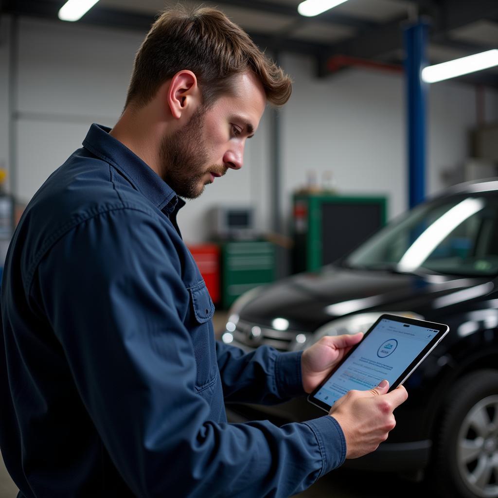 Mechanic Using iOS 11 Diagnostic Tool