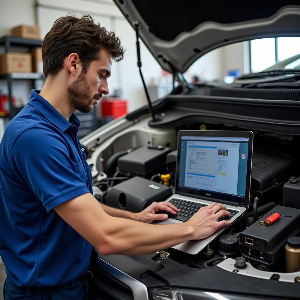 Mechanic Using Mac Diagnostic Tool