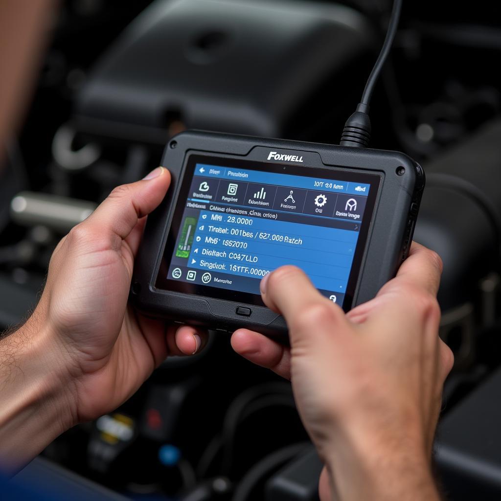 Mechanic Using NT630 Foxwell to Diagnose Car Problem