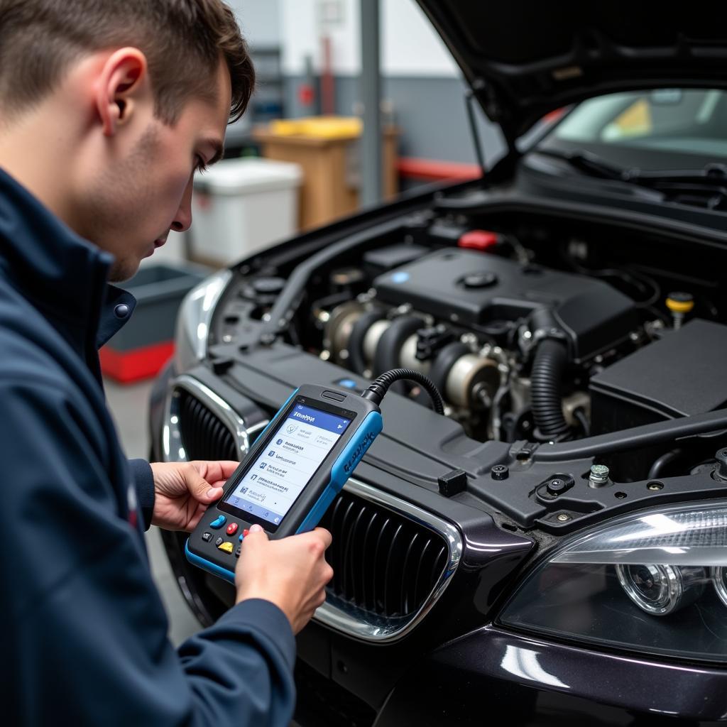 Mechanic Using an OBD2 Scanner