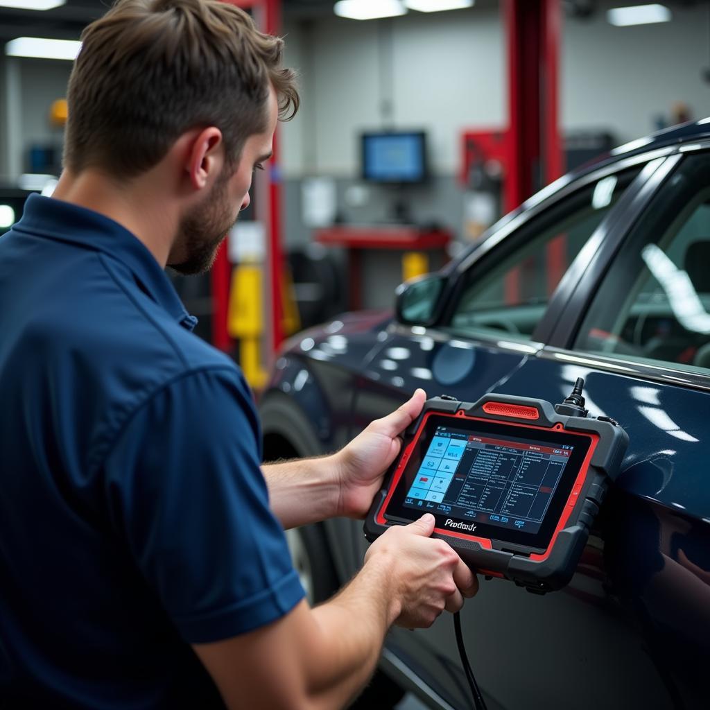 Mechanic Using a Scan Tool