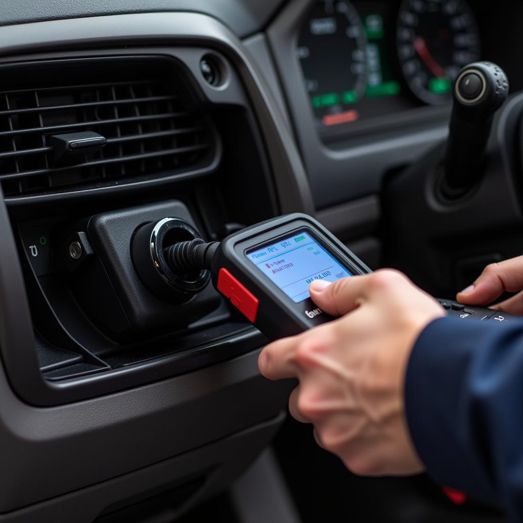 Mechanic Using Scan Tool OBD Port