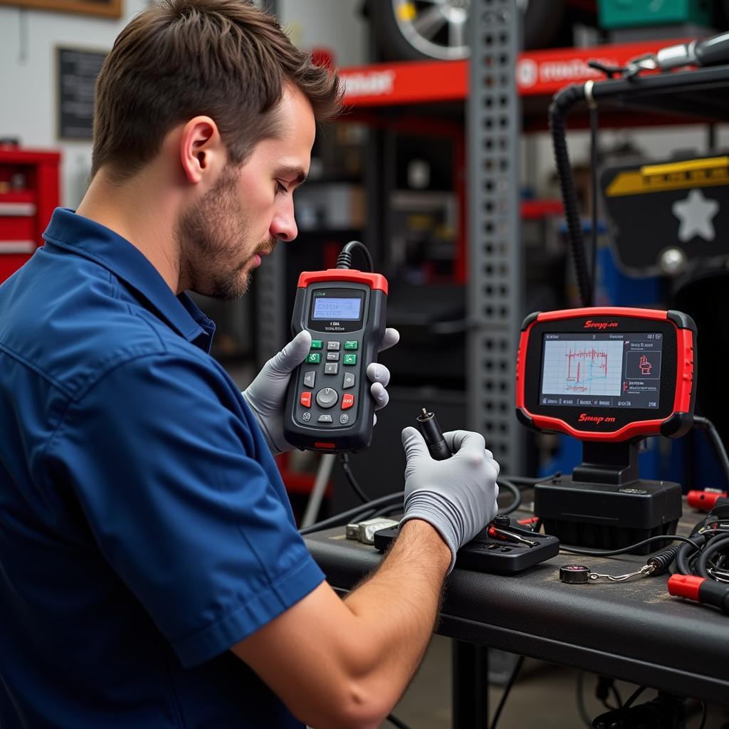 Mechanic Using Snap-on Scanner to Diagnose FCV