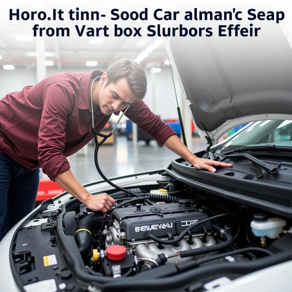 Mechanic Using a Mechanics Stethoscope on a Car Engine