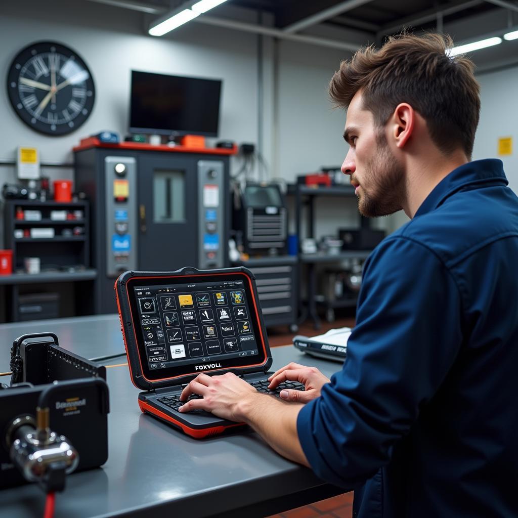 Modern Auto Repair Shop Using Scan Tools