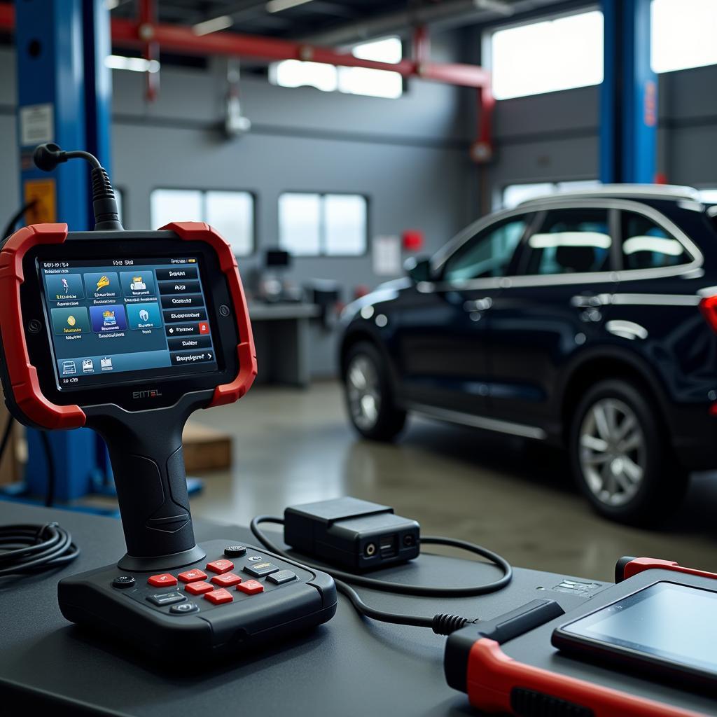 Modern Auto Repair Workshop with Advanced Diagnostic Tools