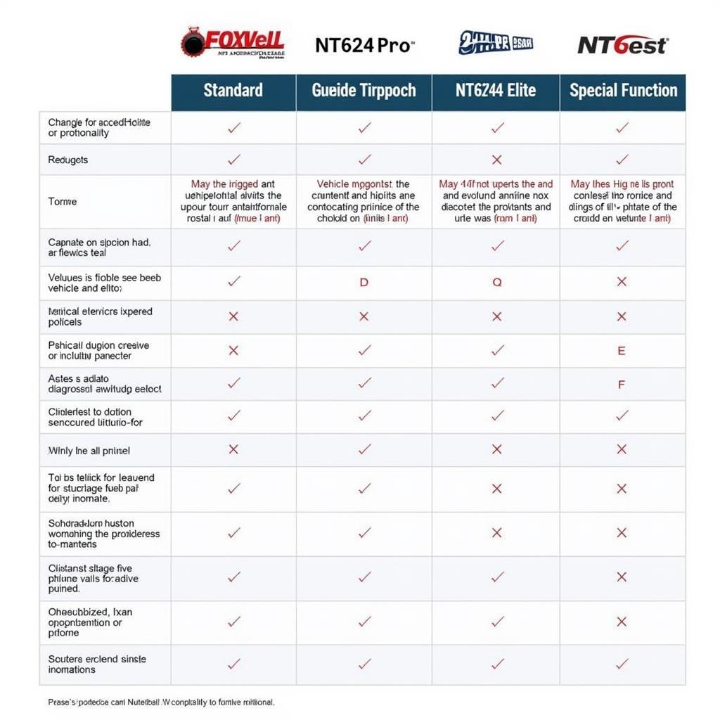 NT624 Foxwell Different Versions Comparison