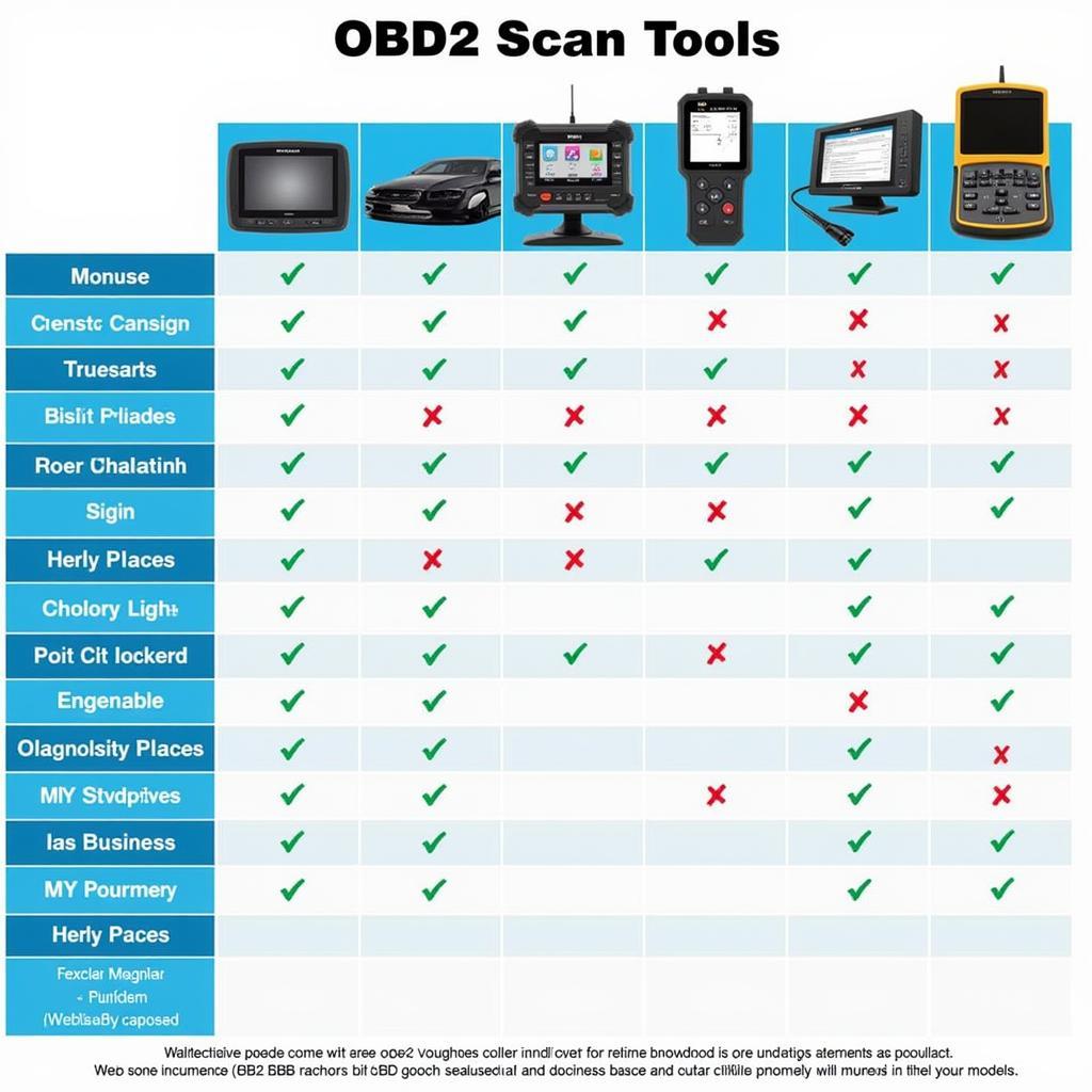 OBD2 Scan Tool Comparison Chart