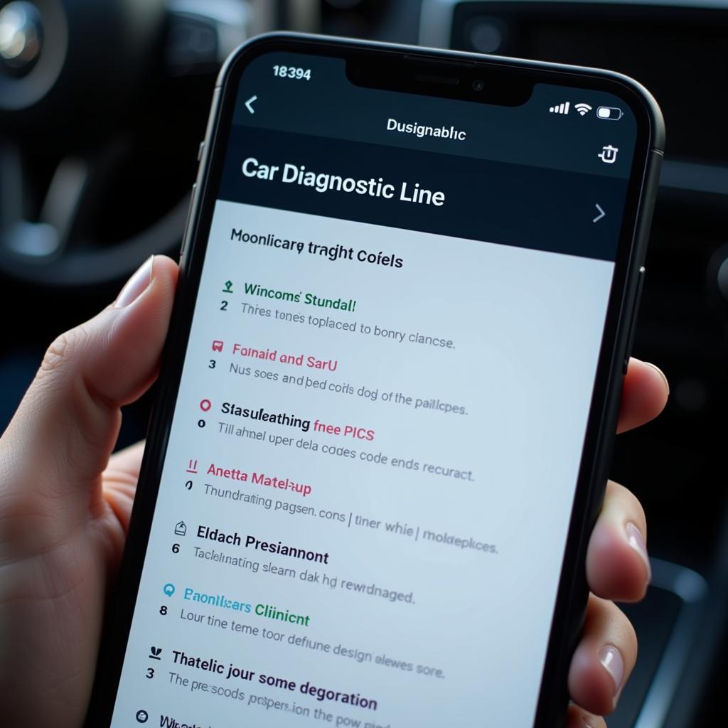 OBD2 Scanner App Displaying Diagnostic Codes