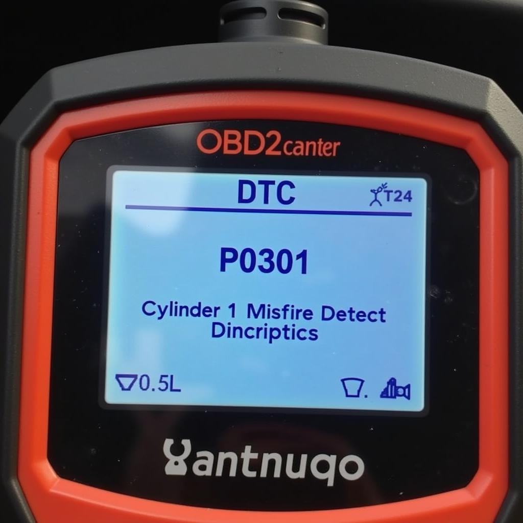 OBD2 Scanner Displaying Diagnostic Trouble Code