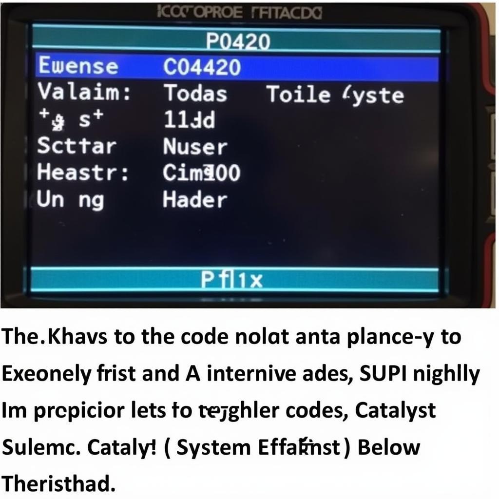 Example of an OBD2 Trouble Code