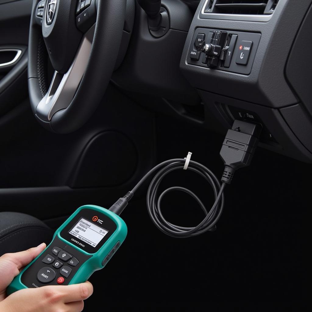 OTC scanner connected to car's OBD-II port