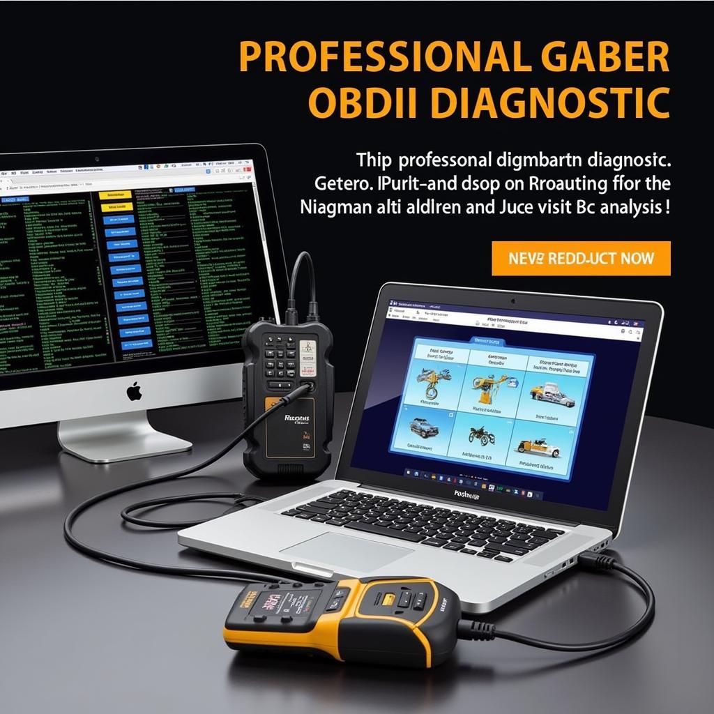 Professional OBDII Diagnostic Setup: Laptop, Scanner, and Breakout Box