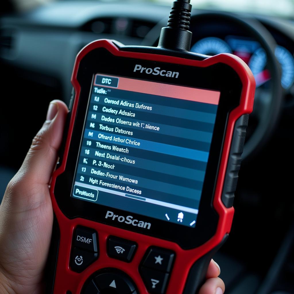 ProScan Scan Tool Displaying Diagnostic Codes