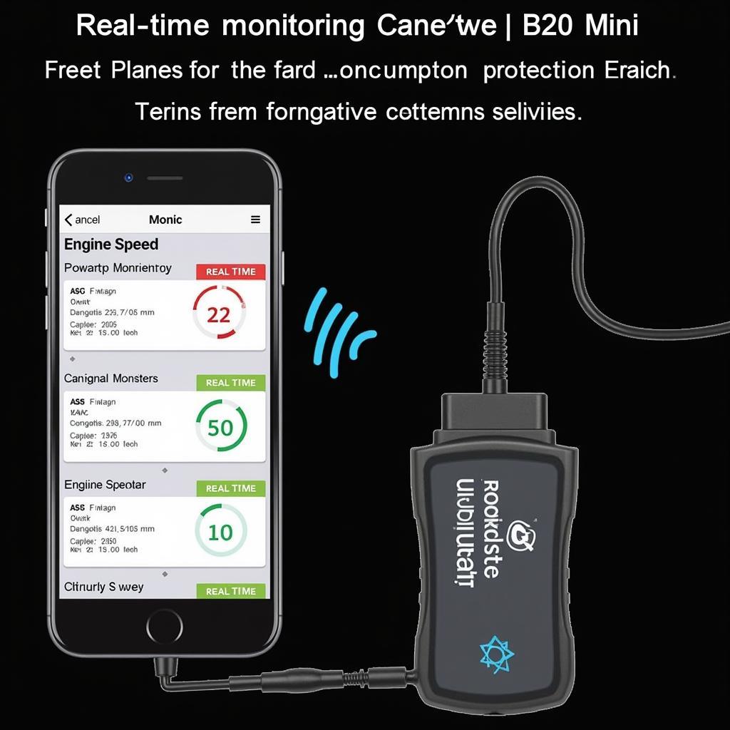 Smartphone Displaying Car Diagnostics Data from B20 Mini