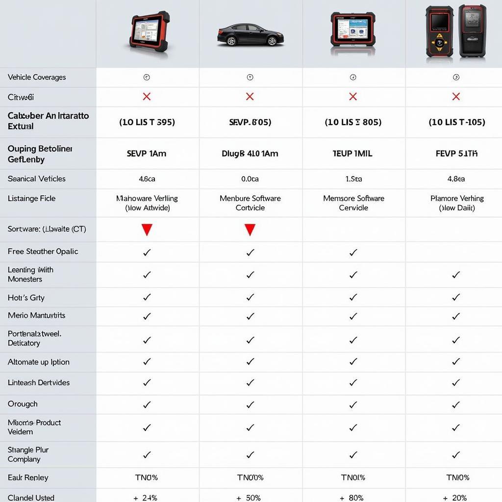 Snap-on Diagnostic Tool Features Comparison Table