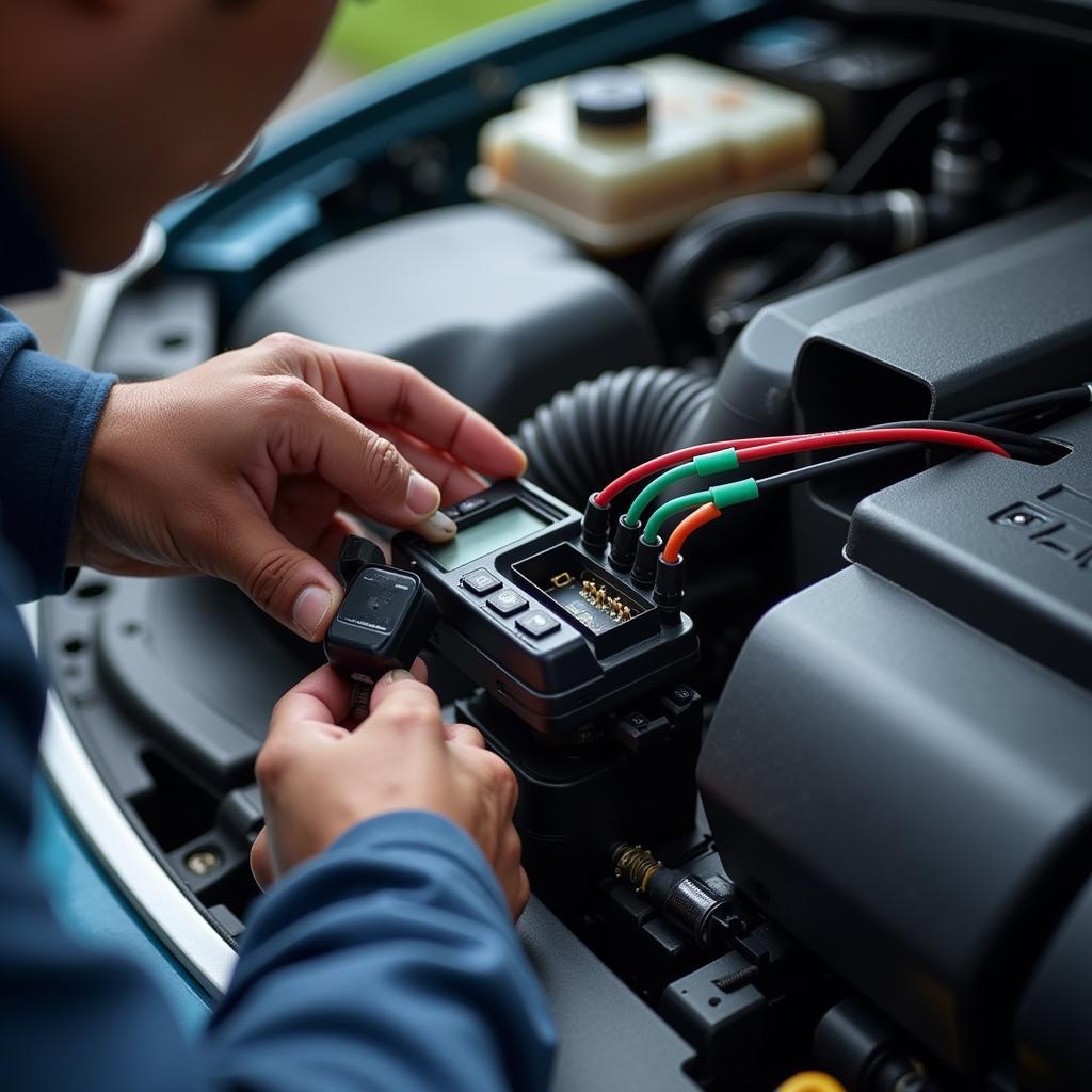 Technician connecting Tempus IC to a car's electrical system