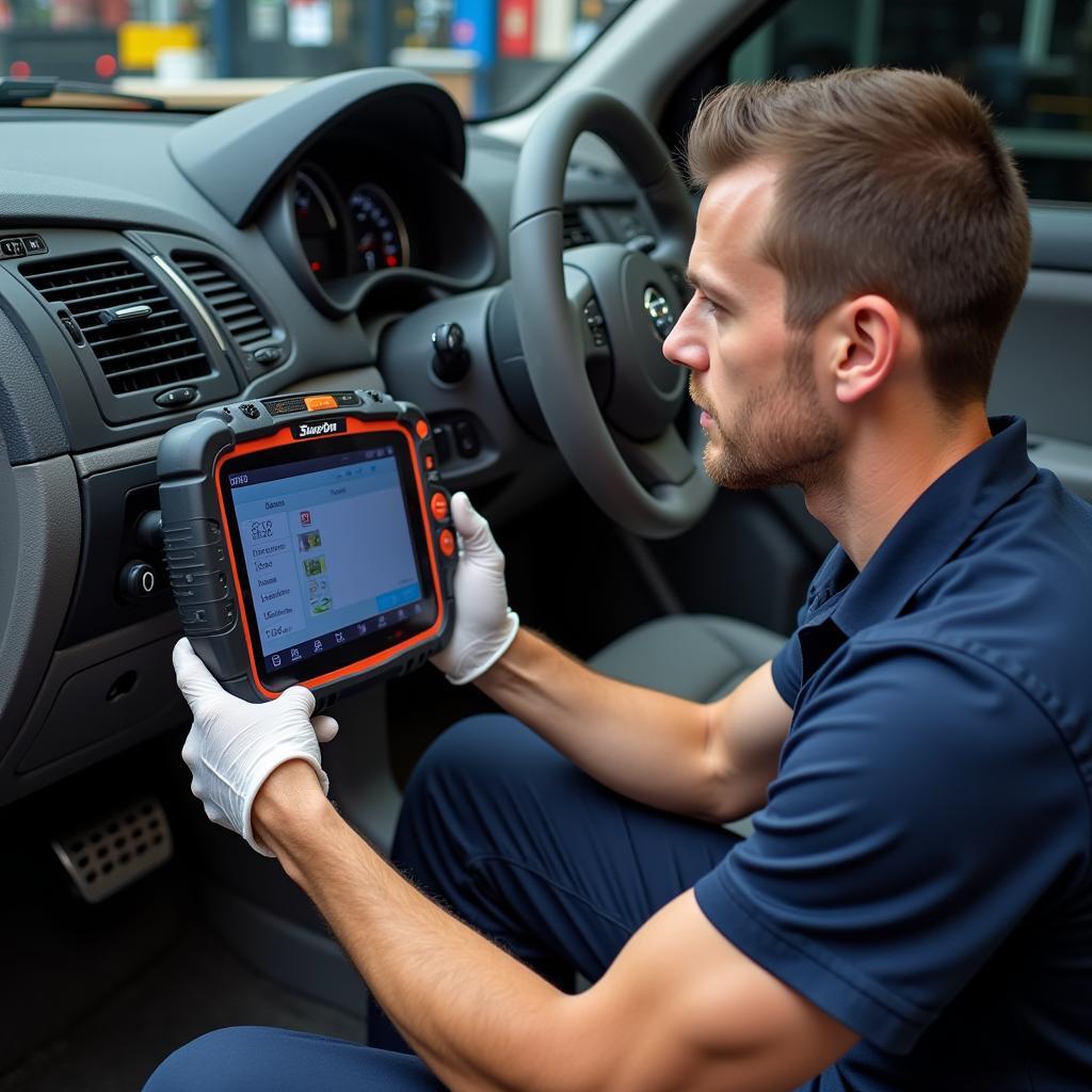 Technician Performing Advanced Diagnostics with Snap-on Scan Tool