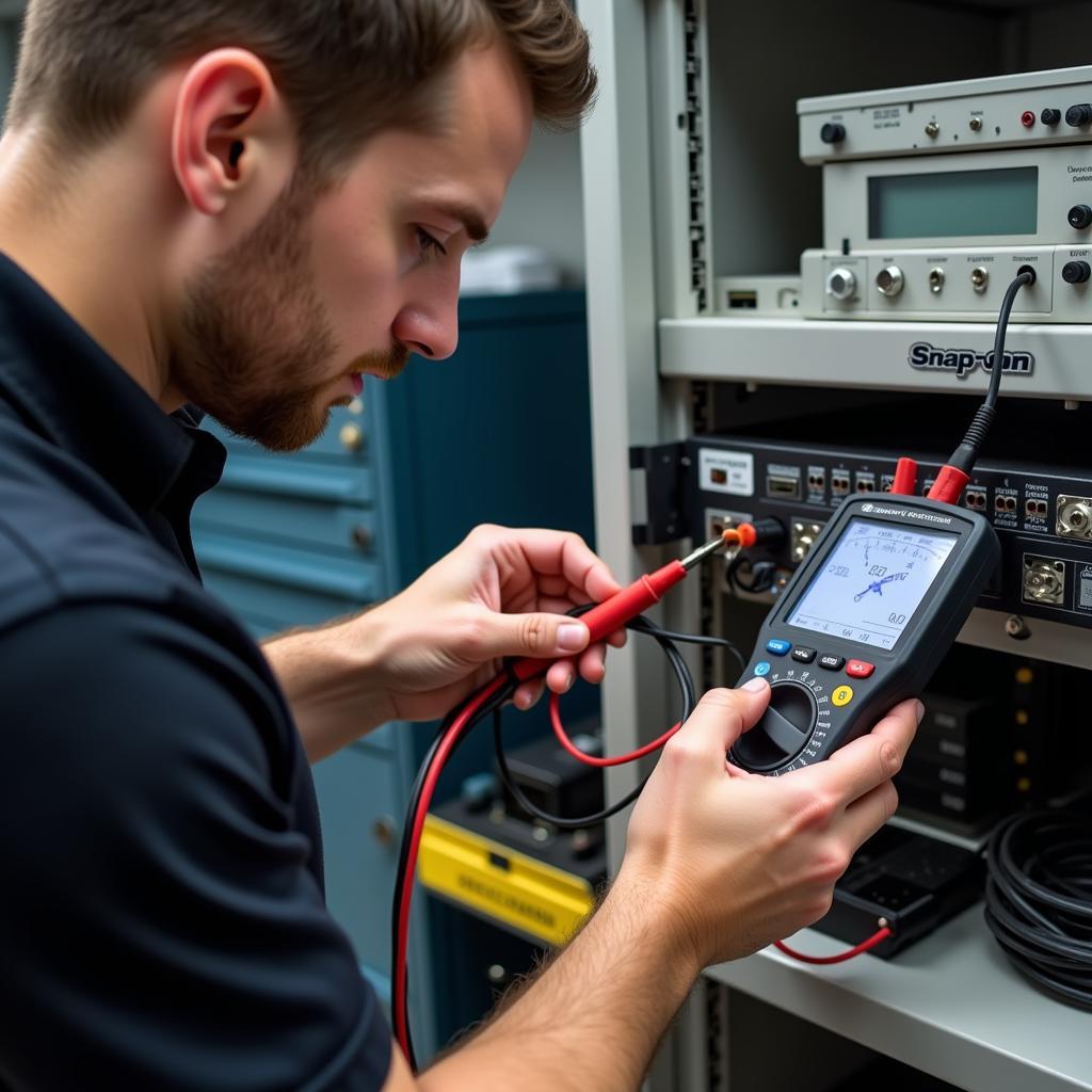 Technician Troubleshooting Snap-on Scanner Issues