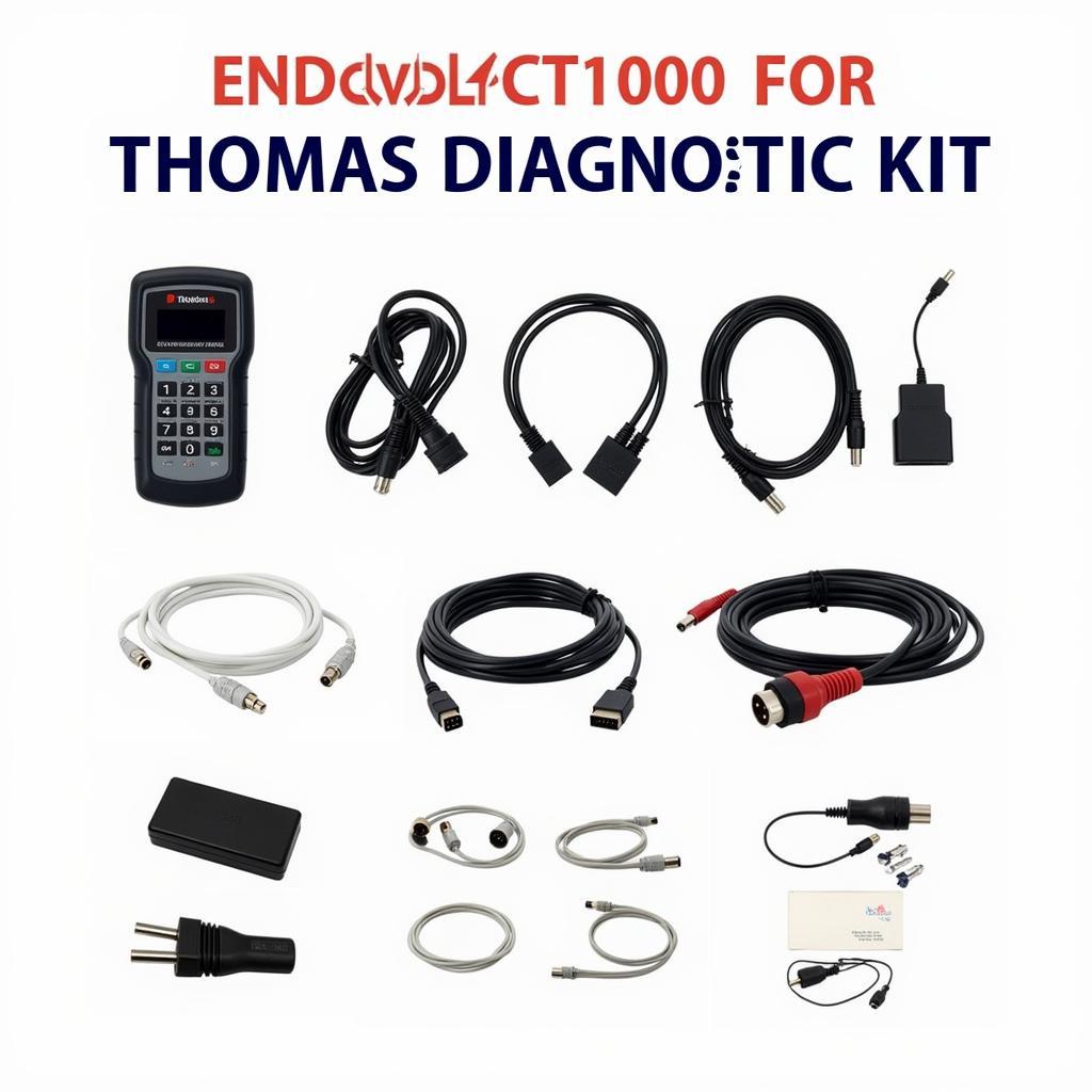 A complete Thomas bus diagnostic tool kit with various cables and connectors.