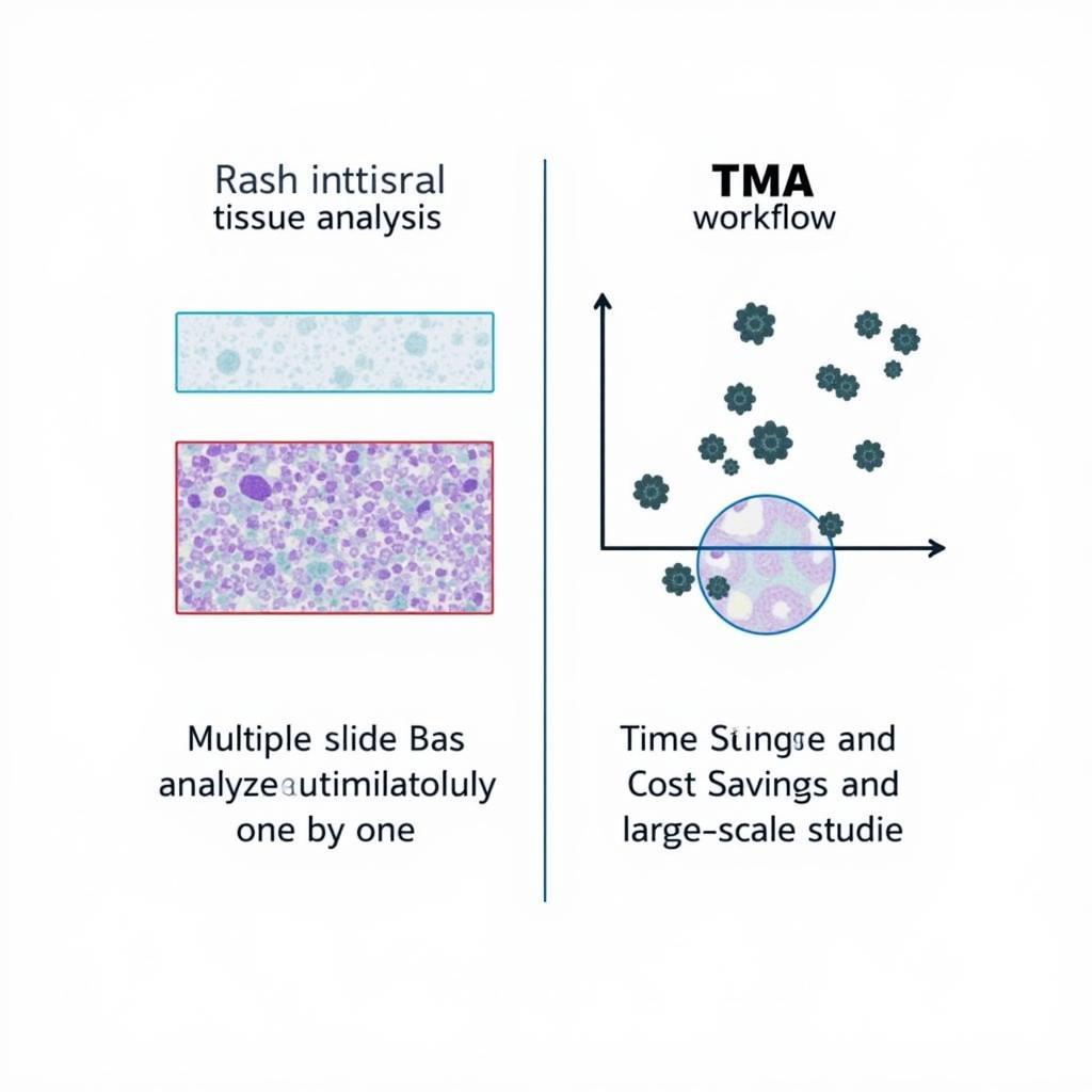 Tissue Microarray Enhancing Research Efficiency: A visual depiction of how TMAs expedite research by allowing simultaneous analysis of multiple samples, conserving time and resources.