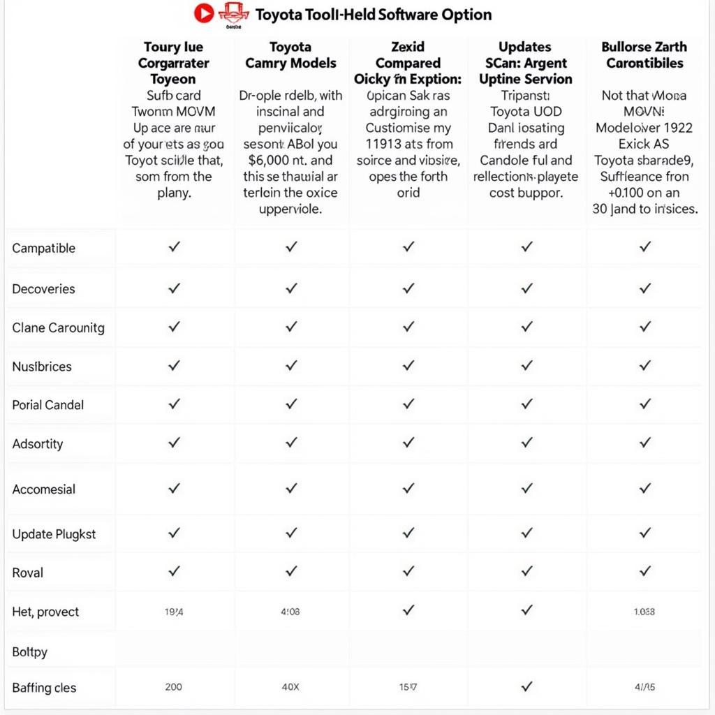 Toyota Scan Tool Software Compatibility Chart