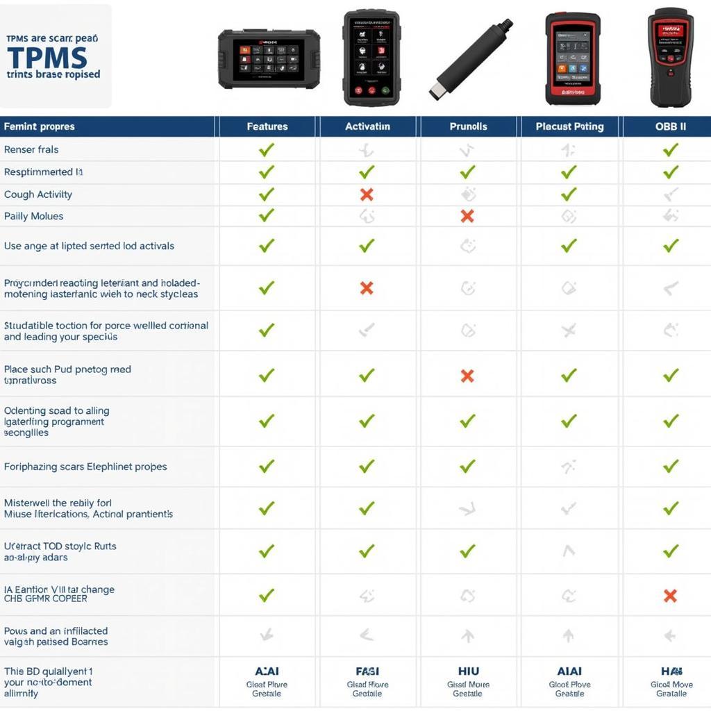 TPMS Scan Tool Options Comparison Chart