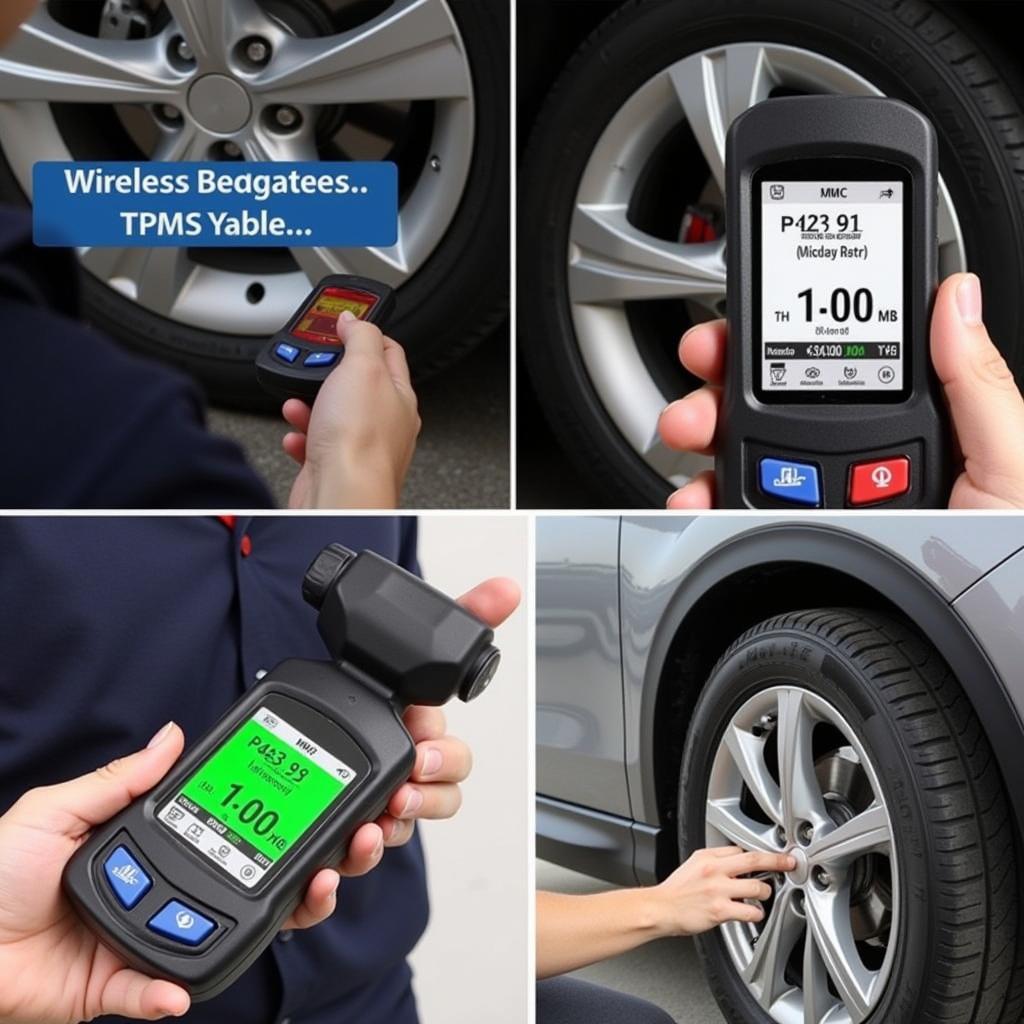 TPMS Tool Checking Tire Pressure and Sensor Information