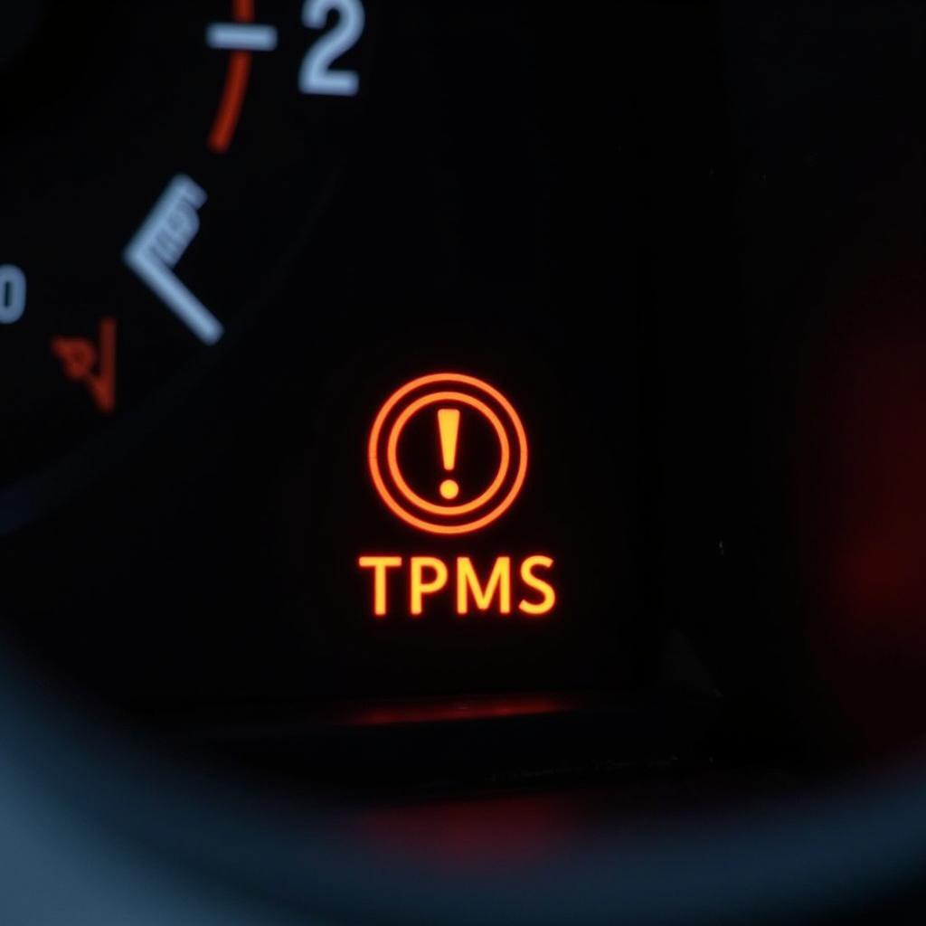 TPMS Warning Light Illuminated on Car Dashboard