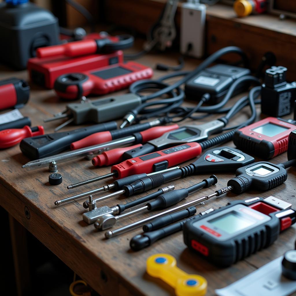 Various Diagnostic Tools on a Workbench