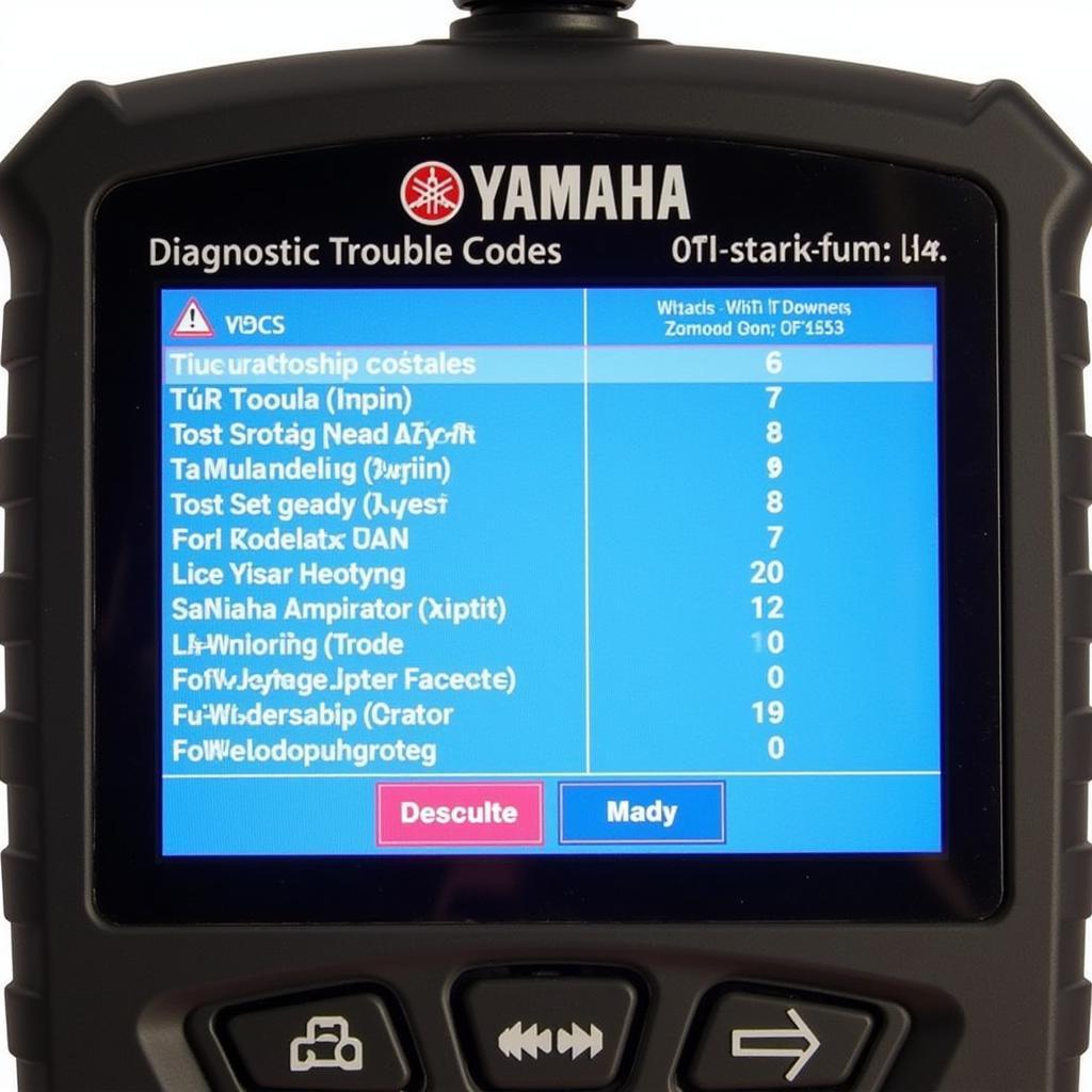 Yamaha Diagnostic Tool Display Showing Fault Codes